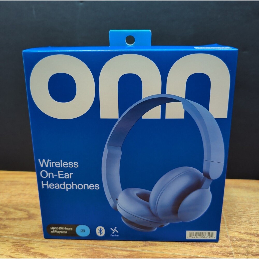 ONN Wireless Bluetooth On-Ear Headphones Blue Built-in Microphone Brand New!